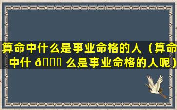 算命中什么是事业命格的人（算命中什 🍀 么是事业命格的人呢）